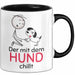 Hund Tasse Geschenk Lustiger Spruch Der Mit Dem Hund Chillt Schwarz Trendation