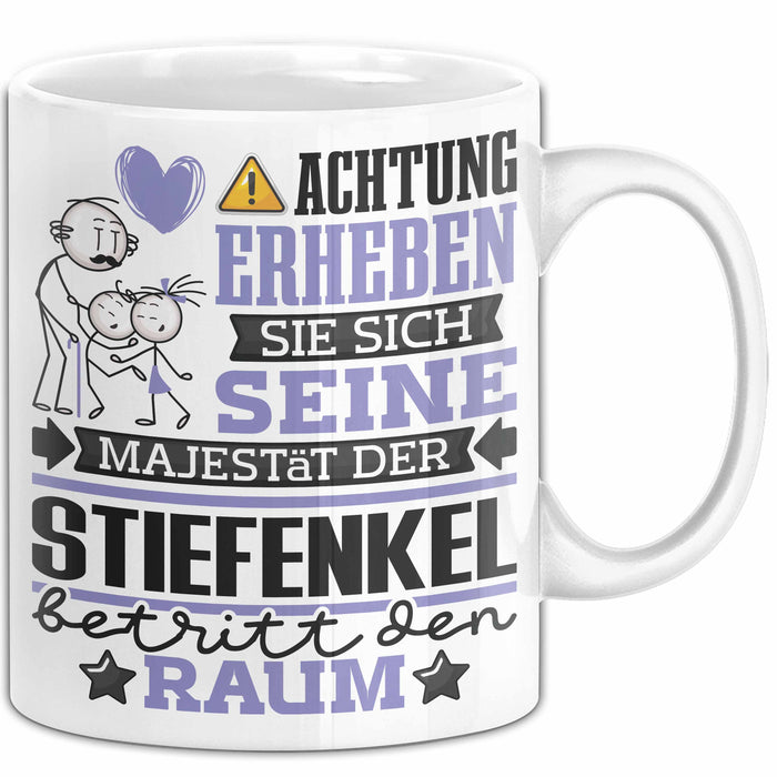 Enkelsohn Geschenk Tasse Lustiger Spruch Erheben Sie Sich Der Enkelsohn Betritt den Raum Weiß Trendation