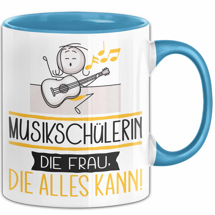 Musikschülerin Geschenk Tasse Becher Die Frau Die Allen Kann Geschenkidee für eine Musikschülerin Lustig Blau Trendation