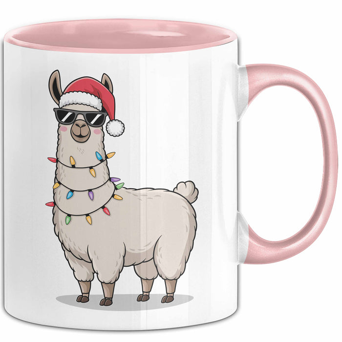 Lama Weihnachtsfeier Tasse Geschenk Lustige Geschenkidee Spruch Rosa Trendation