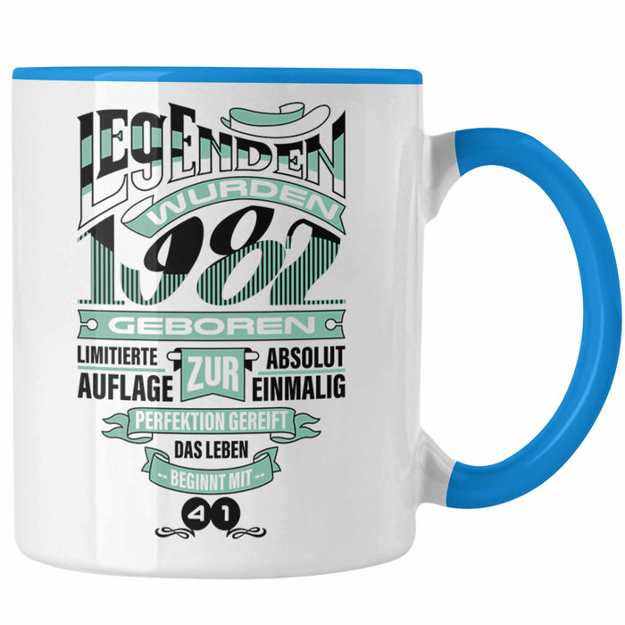 TRENDATION 40. Geburtstag Tasse Frau Mann Geschenk 40er Geschenkidee 40 Mutter Vater Blau Trendation