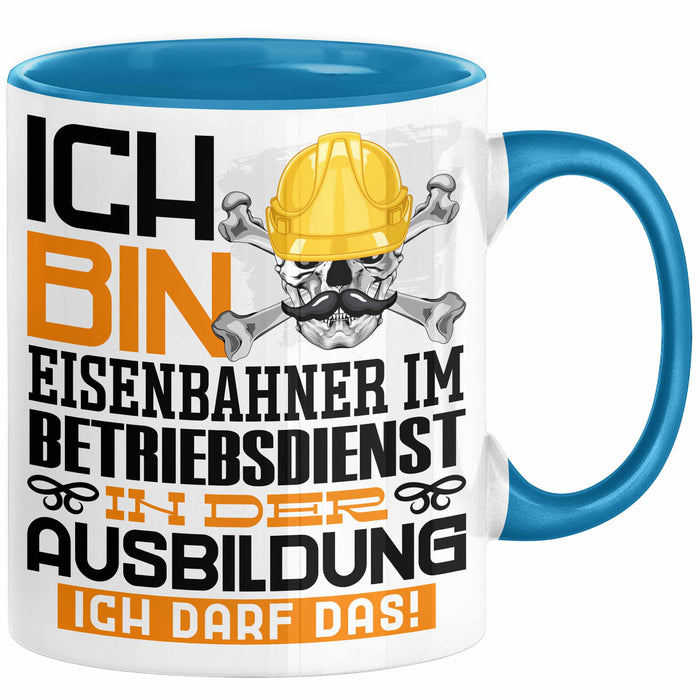 Eisenbahner im Betriebsdienst Ausbildung Tasse Geschenk Ich Bin Eisenbahner im Betriebsdienst In Der Ausbildung Ich Darf Das Geschenkidee Spruch Blau Trendation