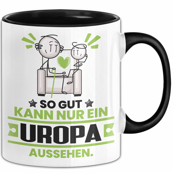 Uropa Geschenk Tasse So Gut Kann Nur Ein Uropa Aussehen Geschenkidee Kaffee-Becher Schwarz Trendation