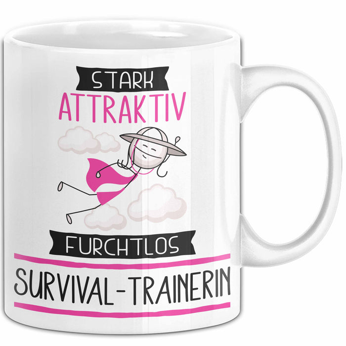 Survival-Trainerin Tasse Geschenk Becher Stark Attraktiv Furchtlos Survival-Trainerin Lustige Geschenkidee Weiß Trendation