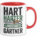 Garten Pflanzen Gärtner Tasse Geschenk Lustige Geschenkidee Spruch Hart Härter Landschaftsgärtner Rot Trendation