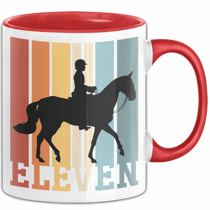 Tasse Geschenk Eleven Retro Pferd Spruch Lustiger Becher Rot Trendation
