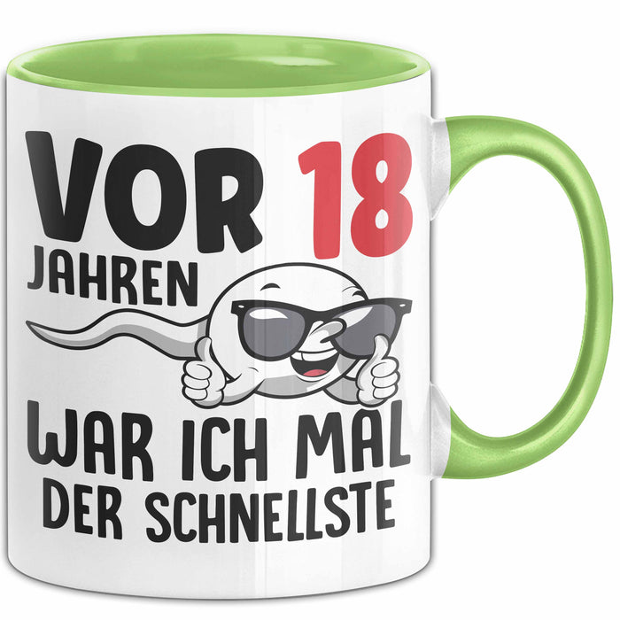 18. Geburtstag Tasse Geschenk Jungs Vor 8 Jahren War Ich Mal Der Schnellste Grün Trendation