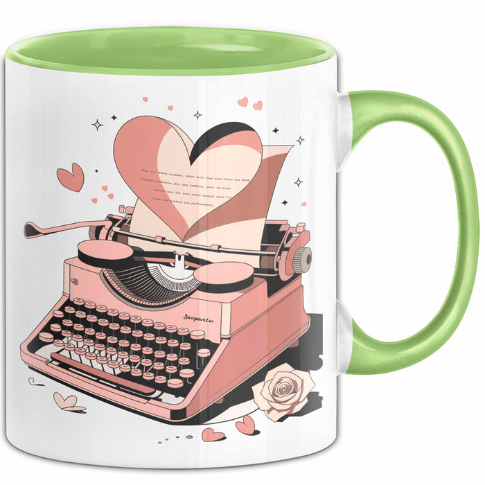 Liebesroman Autor Tasse Geschenkidee für Liebesgeschichte Grün Trendation