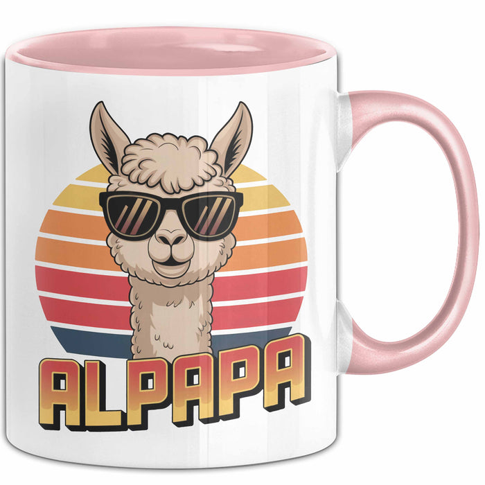 Vatertag Tasse Geschenk Alpapa Alpaka für Papa Spruch Rosa Trendation