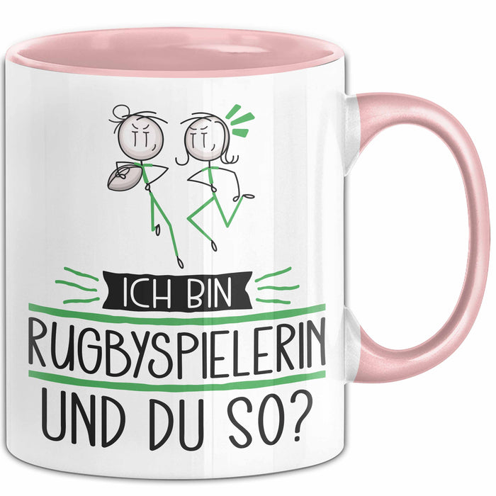 Rugbyspielerin Tasse Geschenk Ich Bin Rugbyspielerin Und Du So Geschenkidee Lustiger Spruch Becher Rosa Trendation