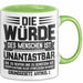 Jura Tasse Geschenk Die Würde Des Menschen Ist Unantastbar Geschenkidee Jurist Juristin Anwalt Becher Grün Trendation