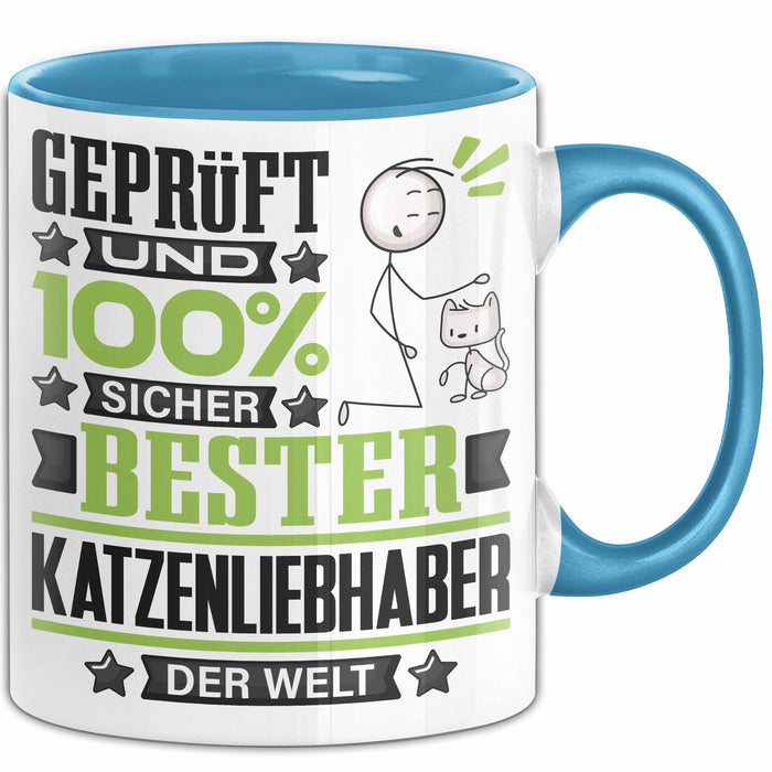 Katzenliebhaber Geschenk Lustiger Spruch für Katzenliebhaber Geschenkidee Bester Katzenliebhaber Der Welt Blau Trendation