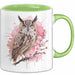 Eule Tierliebhaber Tasse Geschenk Lustige Geschenkidee Spruch Eule Kirschblüte Grün Trendation