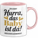 Baby Geburt Neue Eltern Tasse Geschenk Lustige Geschenkidee Spruch Das Baby Ist Da Rosa Trendation