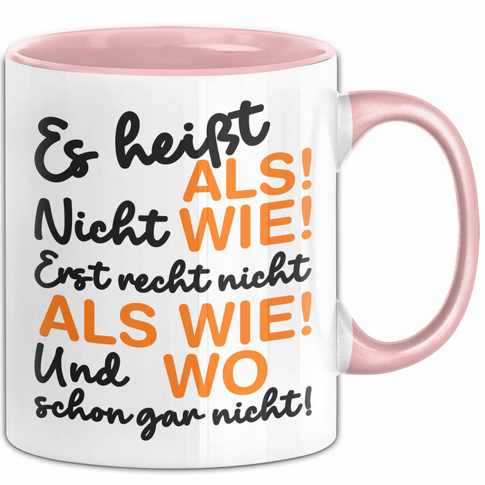 Deutschlehrer Unterricht Tasse Geschenk Lustige Geschenkidee Spruch Rosa Trendation