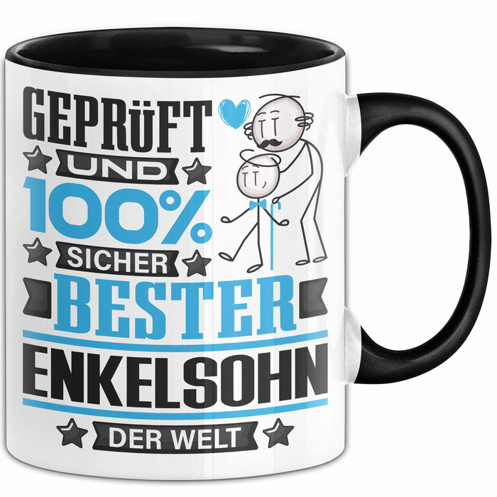 Enkelsohn Geschenk Lustiger Spruch für Enkelsohn Geschenkidee Bester Enkelsohn Der Welt Schwarz Trendation