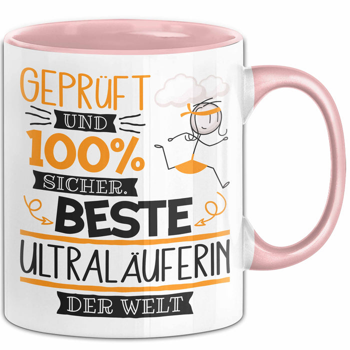 Beste Ultraläuferin Der Welt Tasse Geschenk für Eine Ultraläuferin Geprüft Und Sicher Geschenkidee Geburtstag Weihnachten Rosa Trendation