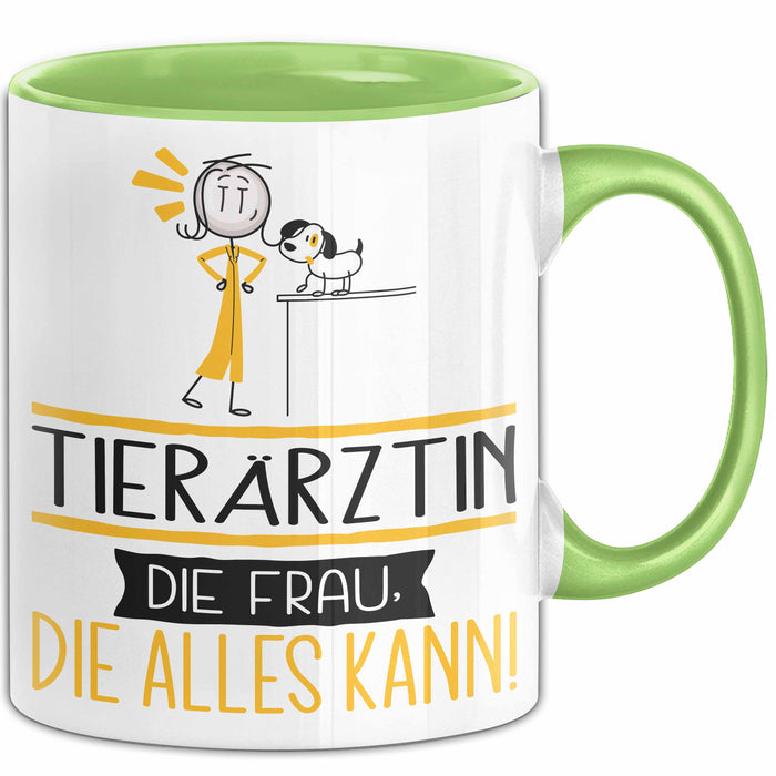 Tierärztin Geschenk Tasse Becher Die Frau Die Allen Kann Geschenkidee für eine Tierärztin Lustig Grün Trendation