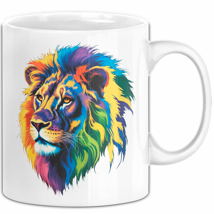 Bunter Löwe Tasse Geschenk Lustige Geschenkidee Spruch Weiß Trendation