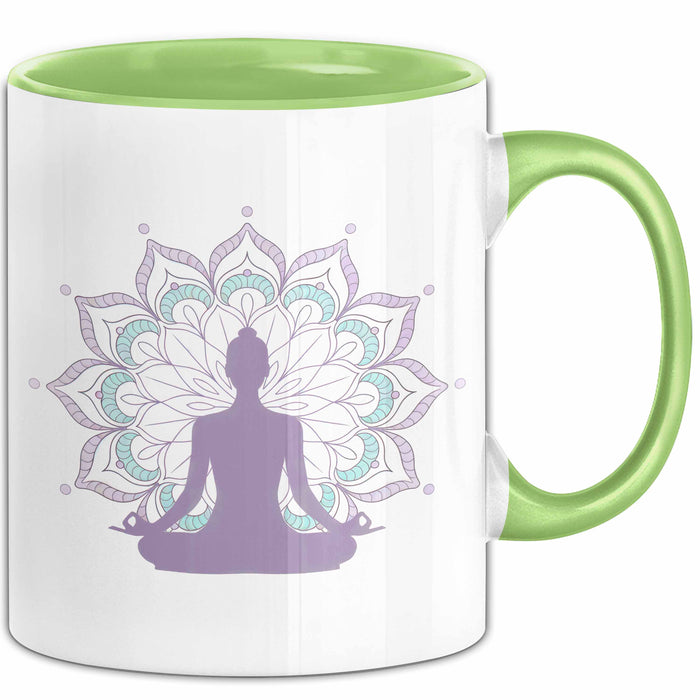 Yoga Liebhaber Tasse Geschenkidee für Zen Posen Suchende Grün Trendation