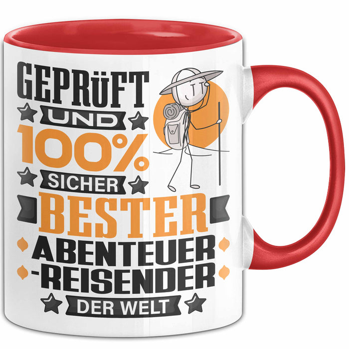 Abenteurreisender Geschenk Lustiger Spruch für Abenteurreisender Geschenkidee Bester Abenteurreisender Der Welt Rot Trendation