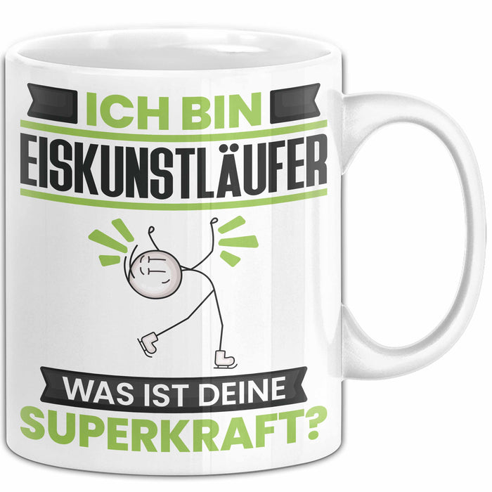 Eiskunstläufer Tasse Geschenk für Eiskunstläufer Geburtstag Lustiger Spruch Kaffee-Becher Was Ist Deine Superkraft Weiß Trendation