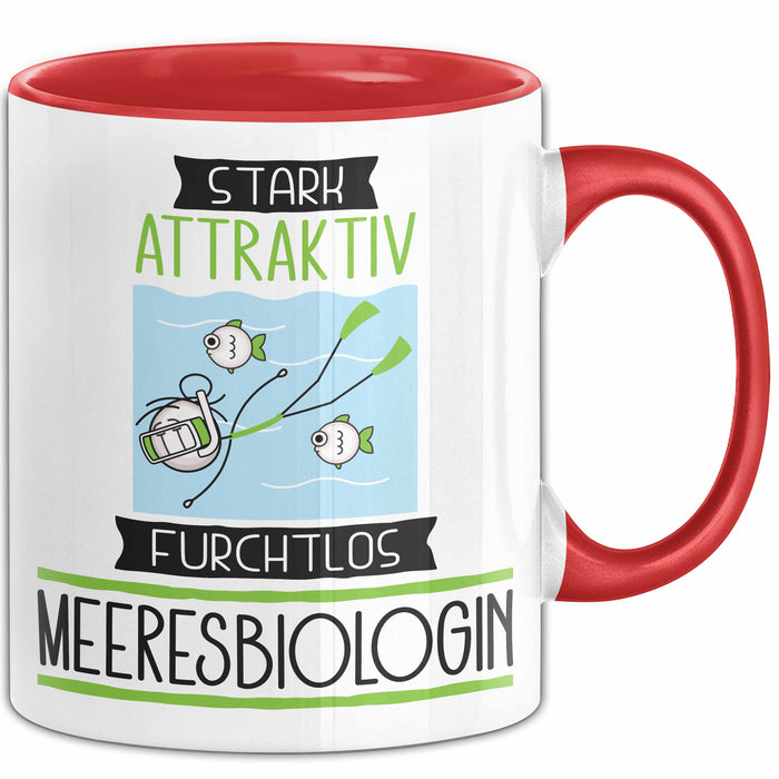 Meeresbiologin Tasse Geschenk Becher Stark Attraktiv Furchtlos Meeresbiologin Lustige Geschenkidee Rot Trendation