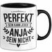Anja Tasse Geschenk Perfekt Sein Kann Jeder Geschenkidee Geburtstag Schwarz Trendation