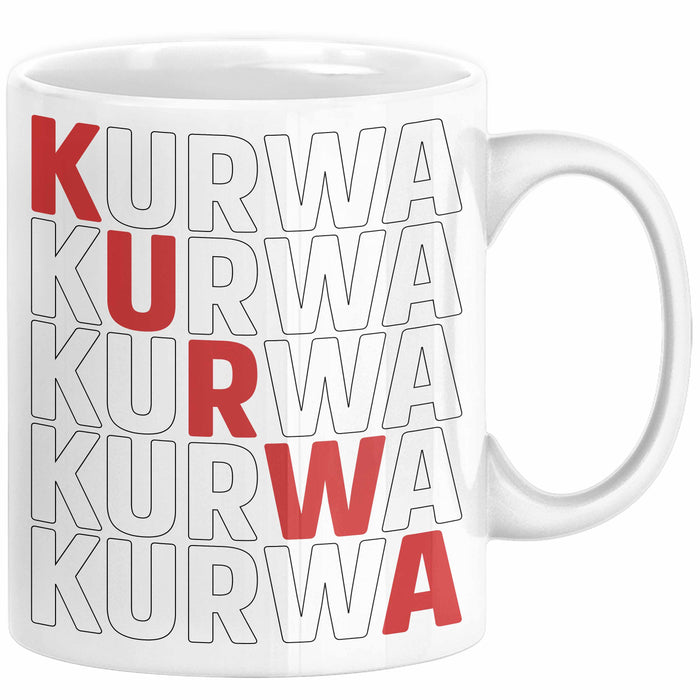 Kurwa Tasse Polen Polska Kaffee-Becher Weiß Trendation