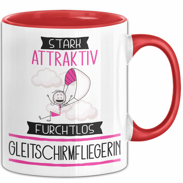 Gleitschirmfliegerin Tasse Geschenk Becher Stark Attraktiv Furchtlos Gleitschirmfliegerin Lustige Geschenkidee Rot Trendation