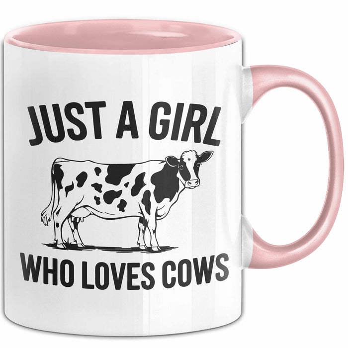 Kuh Tasse Geschenk Just A Girl Who Loves Cows Geschenkidee Tier Rosa Trendation