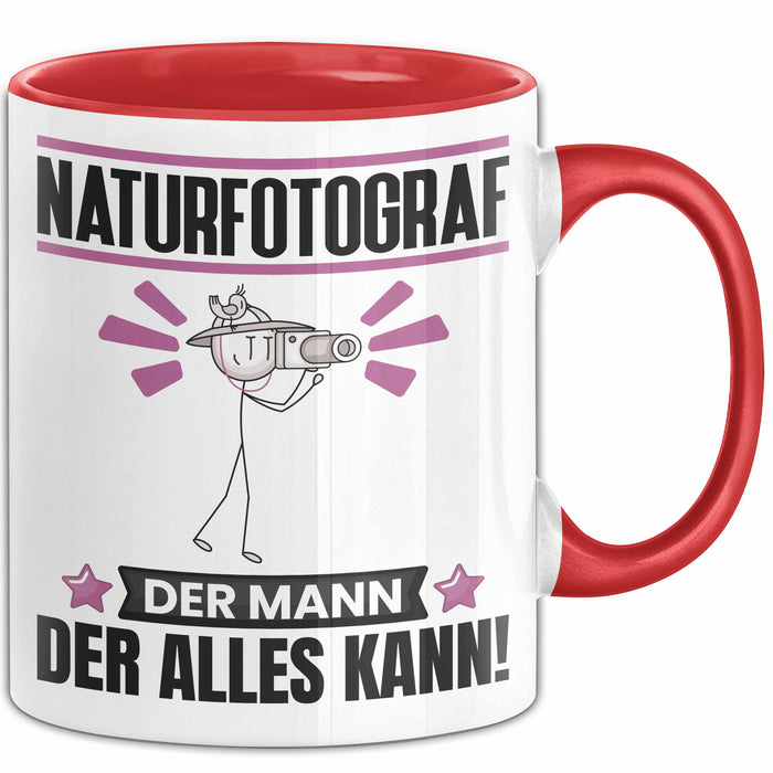 Naturfotograf Tasse Geschenk für Naturfotograf Der Mann Der Alles Kann Geschenkidee zum Geburtstag Rot Trendation