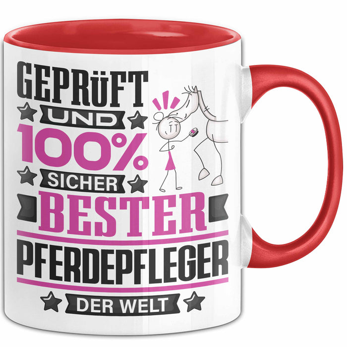 Pferdepfleger Geschenk Lustiger Spruch für Pferdepfleger Geschenkidee Bester Pferdepfleger Der Welt Rot Trendation