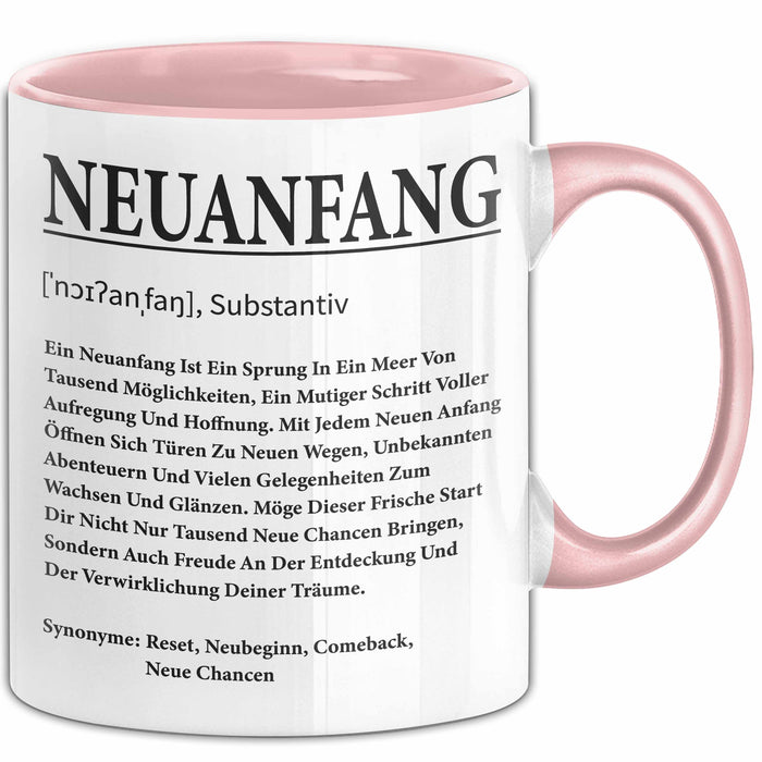 Büroarbeit Kollege Tasse Geschenk Lustige Geschenkidee Spruch Neuanfang Definition Rosa Trendation