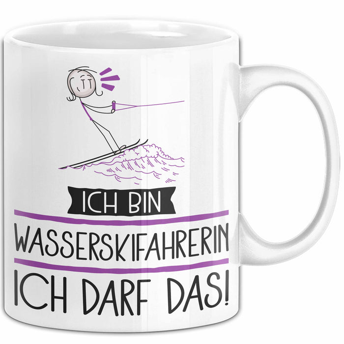 Geschenk für Wasserskifahrerin Tasse Lustige Geschenkidee Geburtstag Ich Bin Wasserskifahrerin Ich Darf Das Weiß Trendation
