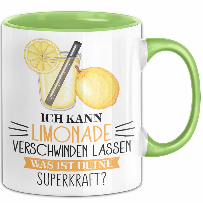 Limonade-Liebhaber Tasse Geschenk Ich Kann Limonade Verschwinden Lassen Was Ist Deine Superkraft Becher Geschenkidee Limonade Kaffee-Becher Grün Trendation