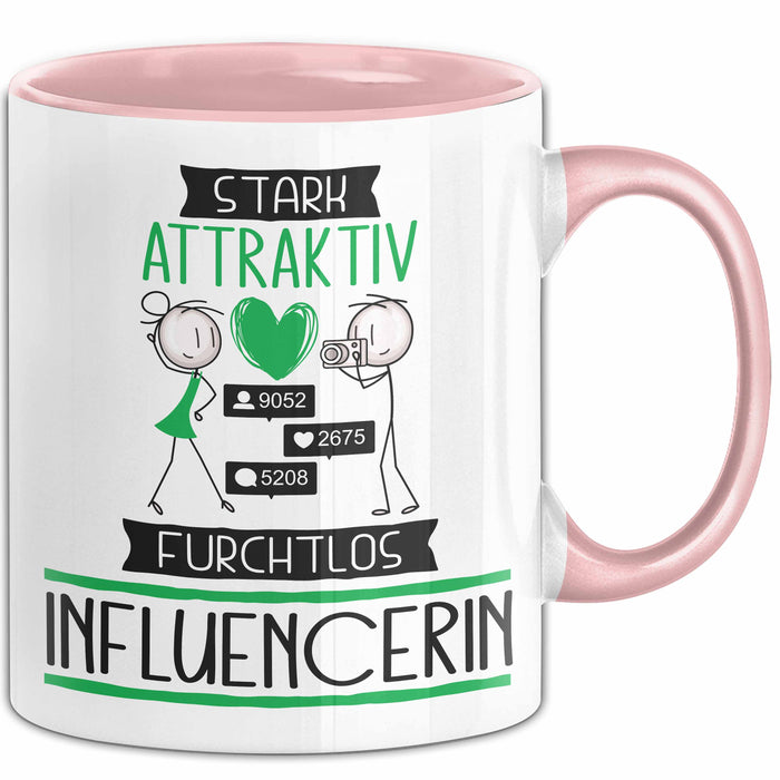 Influencerin Tasse Geschenk Becher Stark Attraktiv Furchtlos Influencerin Lustige Geschenkidee Rosa Trendation