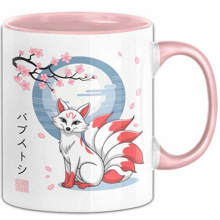 Fuchs Tierliebhaber Tasse Geschenk Lustige Geschenkidee Spruch Japanischer Kitsune Fuchs Rosa Trendation