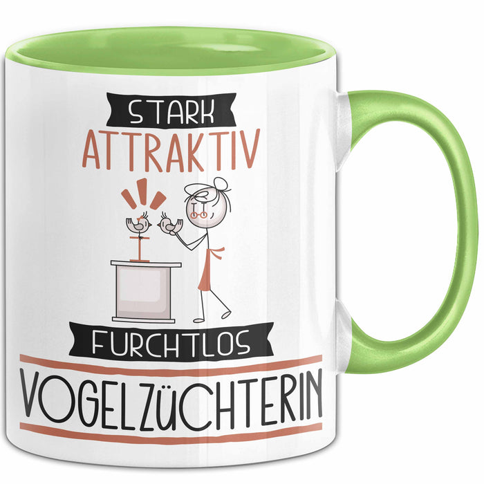 Vogelzüchterin Tasse Geschenk Becher Stark Attraktiv Furchtlos Vogelzüchterin Lustige Geschenkidee Grün Trendation