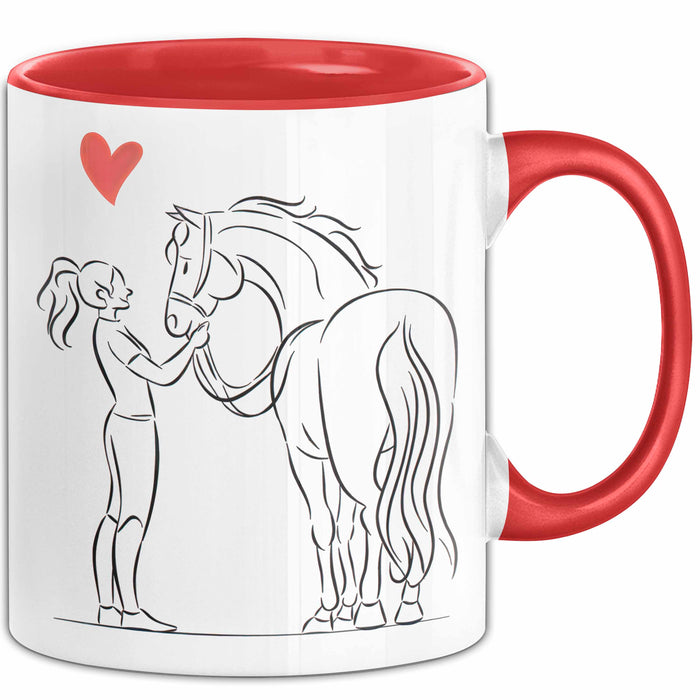 Pferde Tierliebhaber Mädchen Tasse Geschenk Lustige Geschenkidee Spruch Rot Trendation