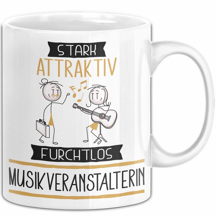 Musikveranstalterin Tasse Geschenk Becher Stark Attraktiv Furchtlos Musikveranstalterin Lustige Geschenkidee Weiß Trendation