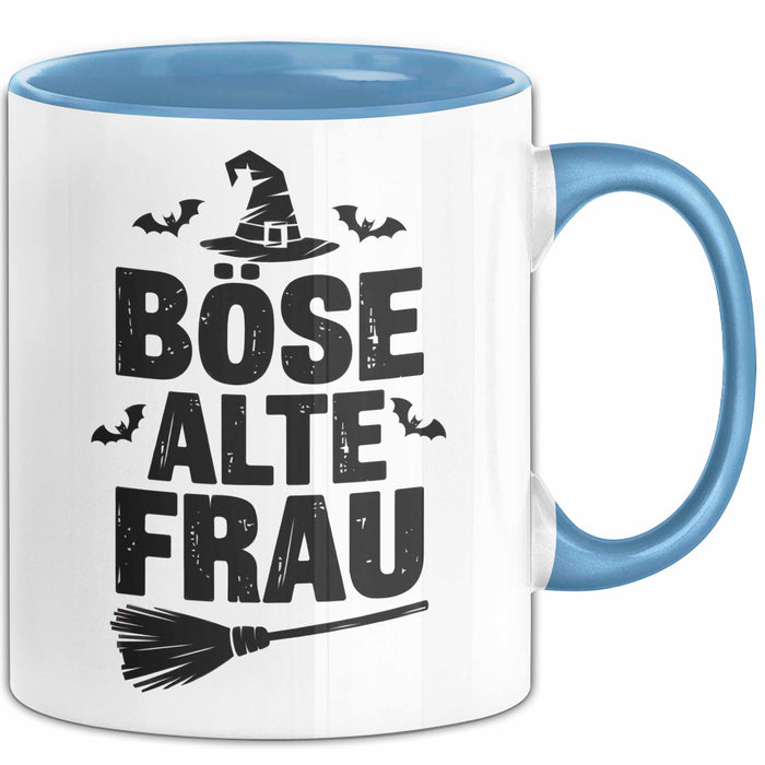 Oma Großmutter Sarkasmus Tasse Becher Geschenk Lustige Geschenkidee Spruch Böse Alte Frau Blau Trendation