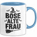 Oma Großmutter Sarkasmus Tasse Becher Geschenk Lustige Geschenkidee Spruch Böse Alte Frau Blau Trendation