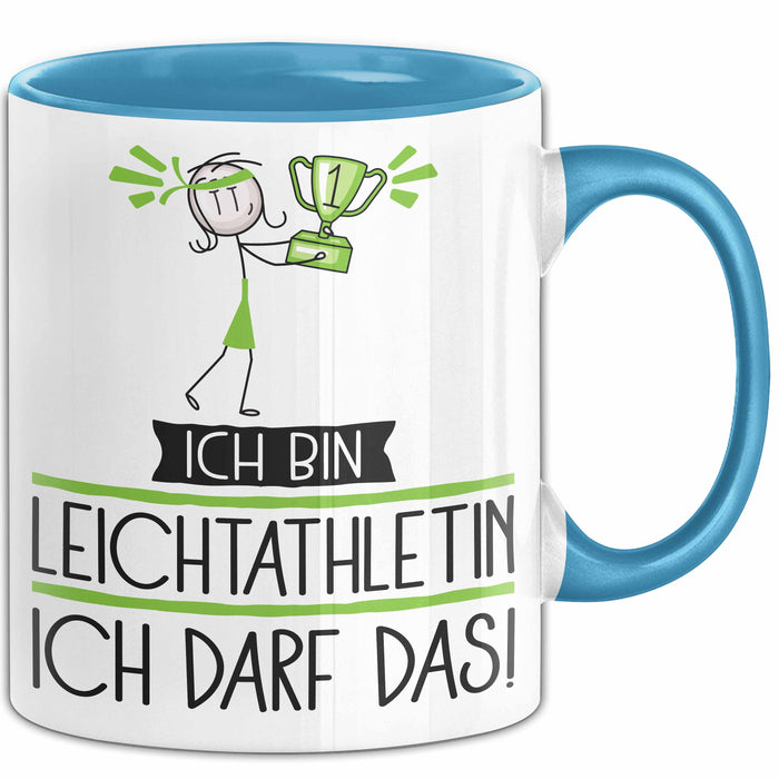 Geschenk für Leichtathletin Tasse Lustige Geschenkidee Geburtstag Ich Bin Leichtathletin Ich Darf Das Blau Trendation
