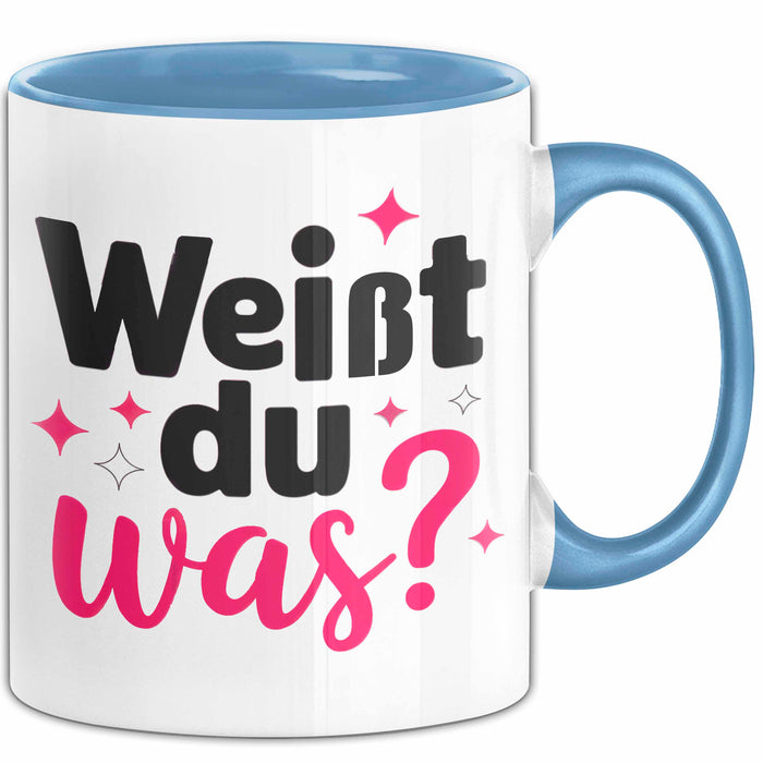 Big Sister Ältere Geschwister Schwestern Tasse Becher Geschenk Lustige Geschenkidee Spruch Weißt Du Was Blau Trendation