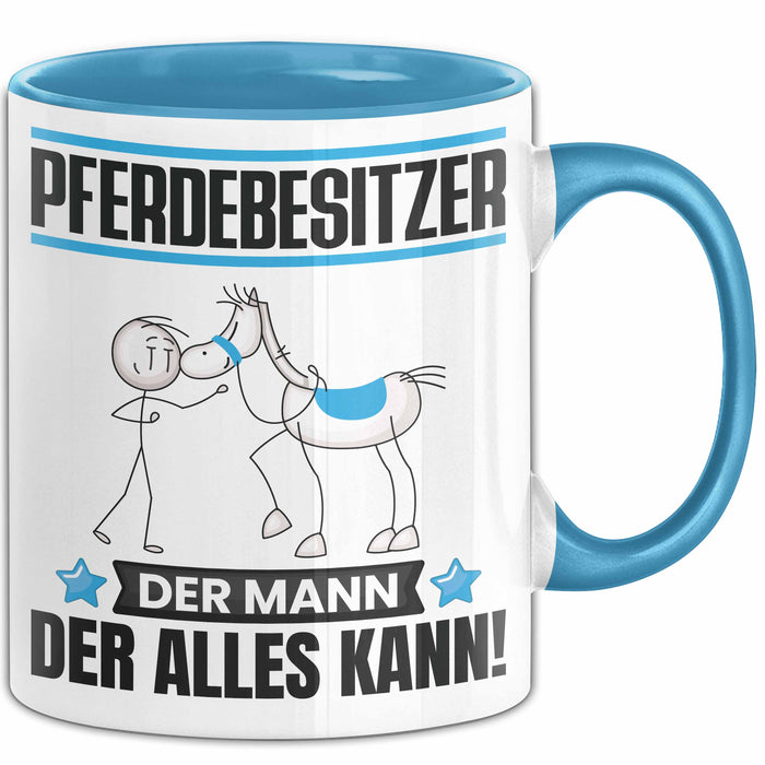 Pferdebesitzer Tasse Geschenk für Pferdebesitzer Der Mann Der Alles Kann Geschenkidee zum Geburtstag Blau Trendation