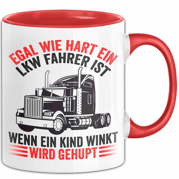 Lkw Fahrer Tasse Geschenk Harte Truckfahrer Trucker Geschenkidee Lustig Rot Trendation