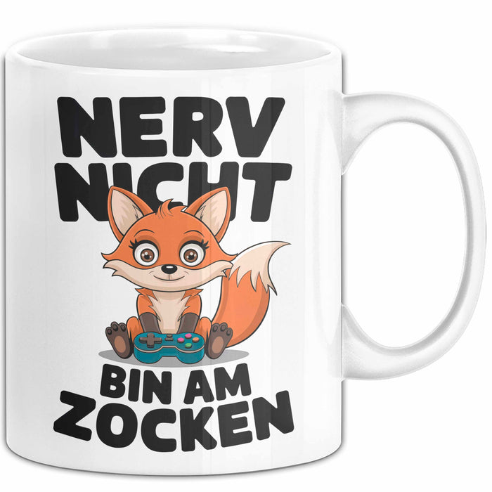 Fuchs Tierliebhaber Tasse Geschenk Lustige Geschenkidee Spruch Nerv Nicht Bin Am Zocken Weiß Trendation