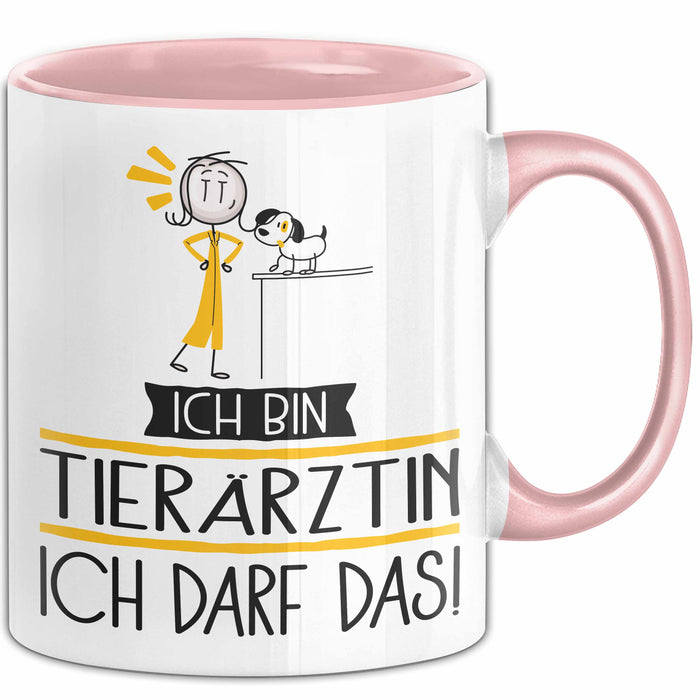 Geschenk für Tierärztin Tasse Lustige Geschenkidee Geburtstag Ich Bin Tierärztin Ich Darf Das Rosa Trendation