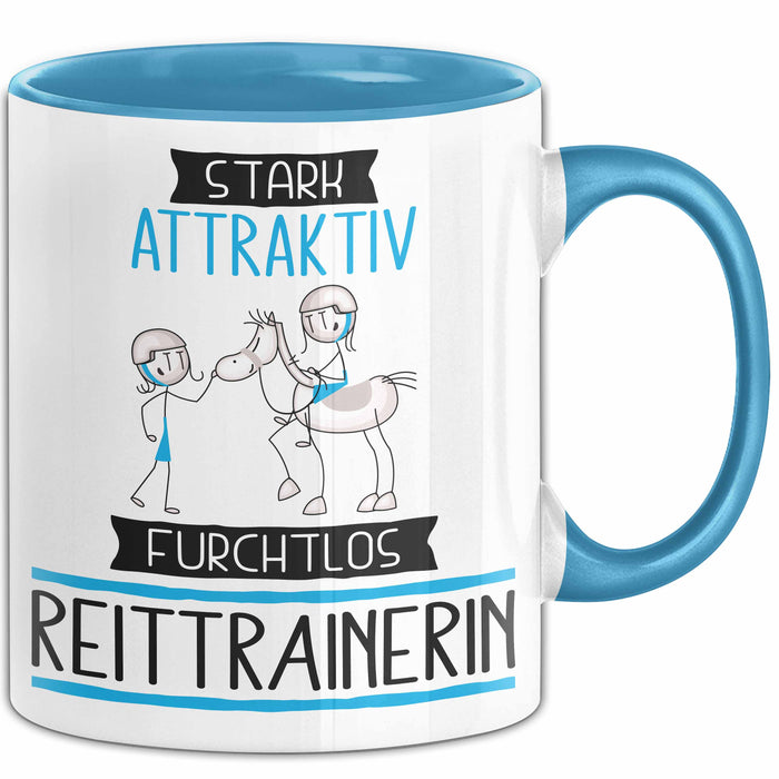 Reittrainerin Tasse Geschenk Becher Stark Attraktiv Furchtlos Reittrainerin Lustige Geschenkidee Blau Trendation